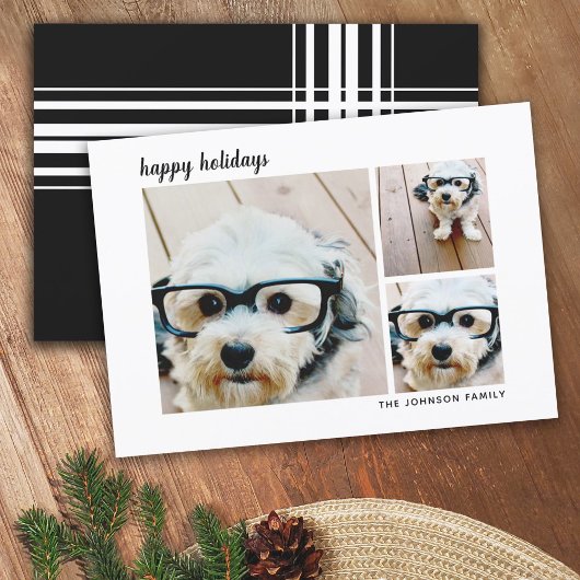 3フォトスモダンクリプトミニマルプレイド – 黒 シーズンカード