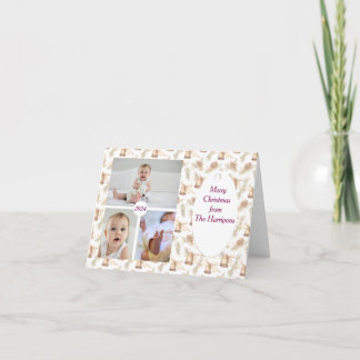 3フォトソフトニュートラルクリスマスカード サンキューカード