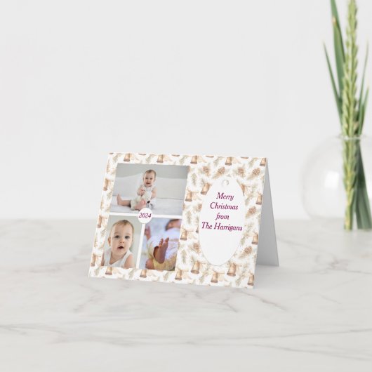 3フォトソフトニュートラルクリスマスカード サンキューカード (正面)