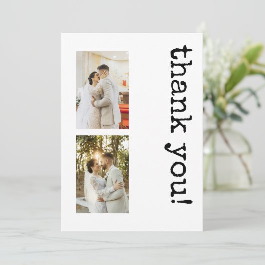 3フォトタイパーソナライズされたプライターありがとうござ結婚う サンキューカード (スタンド正面)