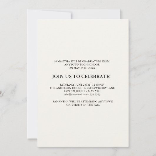 3フォトタイムラインの卒業招待状 招待状 (裏面)