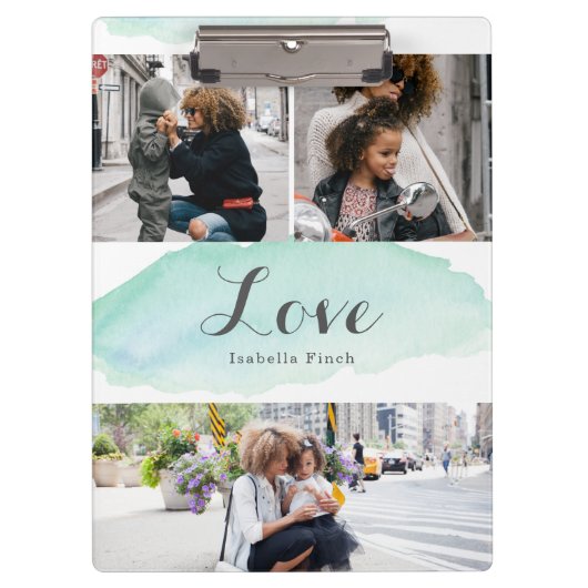 3フォトターコイズ水色 クリップボード (正面)