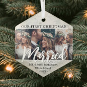 3フォトニューリウェッド1stクリスマス結婚した大理石フェイク石 ガラスオーナメント