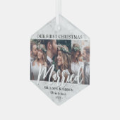 3フォトニューリウェッド1stクリスマス結婚した大理石フェイク石 ガラスオーナメント (正面左)