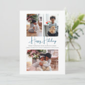 3フォトハッピーホリデーズクリスマススケートで滑るのお子様 シーズンカード (スタンド正面)