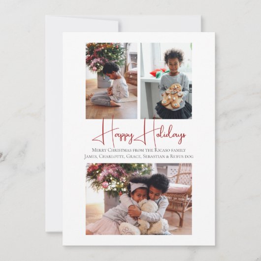 3フォトハッピーホリデーズクリスマス格言 シーズンカード (正面)