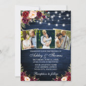 3フォトバ素朴ルガンディフローラライトウッド結婚ズ 招待状 (正面)