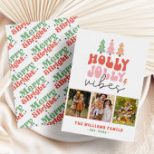 3フォトパステルカラーズグルーヴィーレトロクリスマス シーズンカード