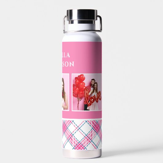 3フォトピ名門私立校風のックプライドモダンガーリー名前をカスタムする ウォーターボトル (背面)