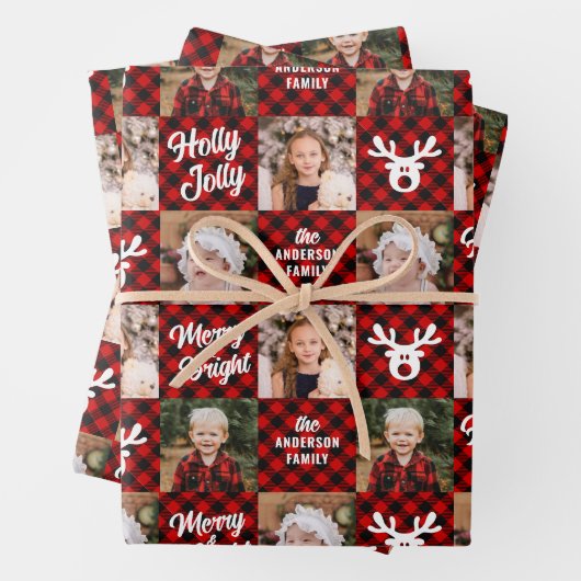 3フォトファミリーバッファロープリッドホワイトトナカイ ラッピングペーパーシート (インサイチュ)