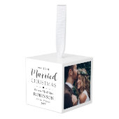 3フォトファースト結婚したクリスマスニューリュウズ広場 キューブオーナメント (正面アングル)