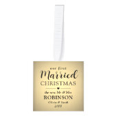 3フォトファースト結婚したクリスマスフェイク金箔 キューブオーナメント (正面)