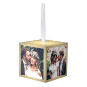 3フォトファースト結婚したクリスマスフェイク金箔 キューブオーナメント (裏面アングル)