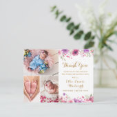 3フォトフローラスクリプトサンキューベビー誕生 案内ポストカード (スタンド正面)