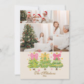 3フォトブライトリボンツリーズホリデーファミリー シーズンカード (正面)