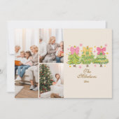 3フォトブライトリボンツリーズホリデーファミリー シーズンカード (正面)