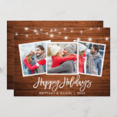 3フォトブラシスクリプト素朴ウッドライト シーズンカード (正面/裏面)