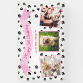 3フォトブラックポープリントピンクペット誕生日 横断幕 (縦)