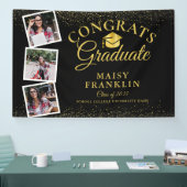 3フォトブラック&金ゴールドグリッター卒業パーティー 横断幕 (トレードショー)