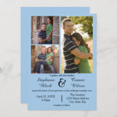 3フォトブルー-結婚式招待状 招待状 (正面/裏面)