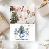 3フォトブルーChinoiserieくるみ割りクリスマス シーズンカード