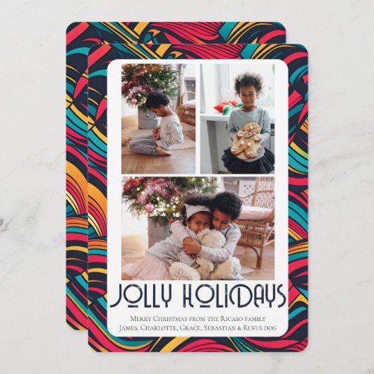 3フォトホリデーすてきズクリスマス シーズンカード (正面/裏面)