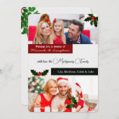 3フォトホリーとベリーのクリスマス シーズンカード (正面/裏面)