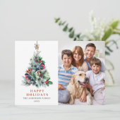 3フォトホリーベリークリスマスツリーのグリーティング シーズンカード (スタンド正面)