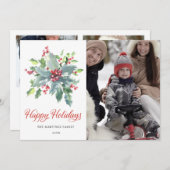 3フォトホリーベリーフェスティバルファミリークリスマス シーズンカード (正面/裏面)