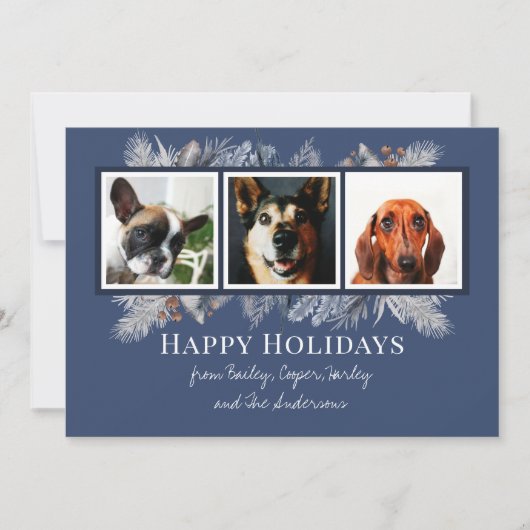 3フォトボタニカルフローラ水彩ハッピー シーズンカード (正面)