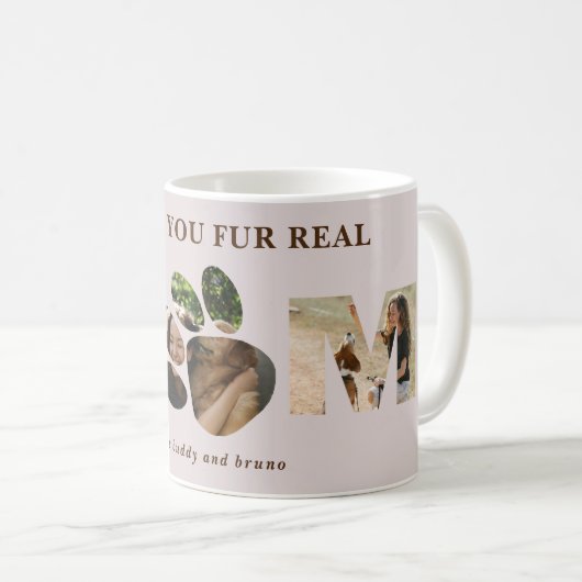 3フォトポーズファードッグママパーソナライズマグ コーヒーマグカップ (正面右)