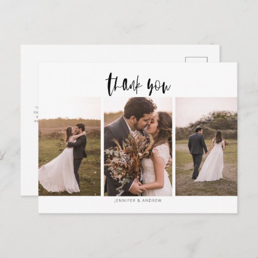 3フォトミニマ結婚リストの感謝 ポストカード (正面/裏面)