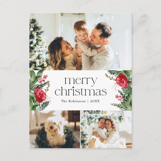 3フォトメリーエレガントクリスマス植物祭り ポストカード (正面)
