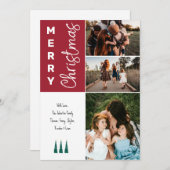 3フォトメリークリスマスカード – 赤 シーズンカード (正面/裏面)