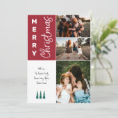 3フォトメリークリスマスカード – 赤 シーズンカード (スタンド正面)