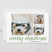 3フォトメリークリスマススクリプトグリーンダマスク シーズンカード (正面)