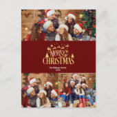 3フォトメリークリスマスin金ゴールド休日はがき シーズンポストカード (正面)