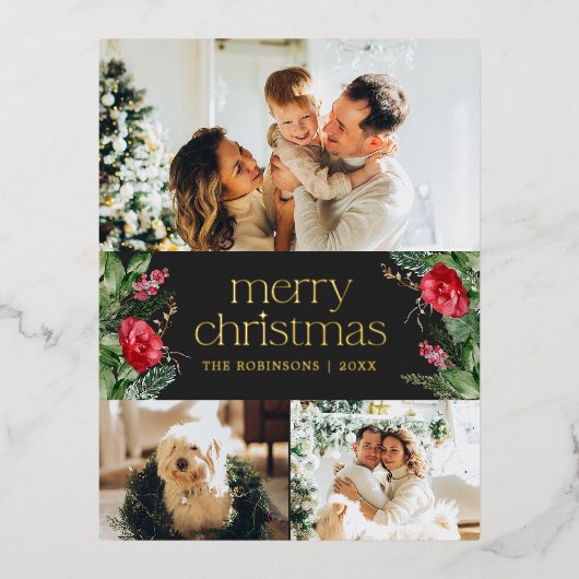 3フォトメリーモダンクリスマス植物園 箔シーズンポストカード (正面)