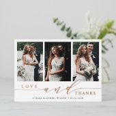 3フォトモダンバラゴールドフォイルサンキューカード 箔招待状 (立ち正面)