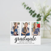 3フォトモダン金ゴールド卒業パーティー招待状WB インビテーションポストカード (スタンド正面)