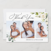 3フォトユーカエレガントリ白バラフローラ サンキューカード (正面)