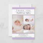 3フォトラベンダーベビーシャワー誕生のお知らせ サンキューカード (正面)