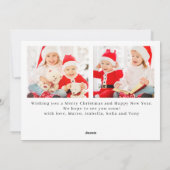 3フォトレッドホワイトグリーンクリスマスリース シーズンカード (裏面)