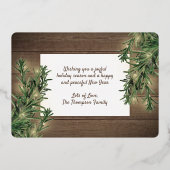 3フォト任意の文字新しいホームウッド&ガーランドライト 箔シーズンカード (裏面)