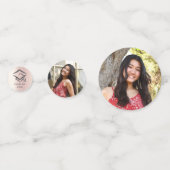 3フォト卒業バラ金ゴールドモダンスクリプトキャップ コンフェッティ (裏面)