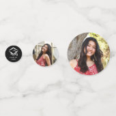 3フォト卒業ブラックスクリプトモダンハートキャップ コンフェッティ (裏面)