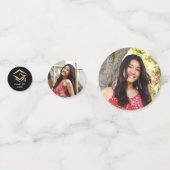 3フォト卒業ブラック金ゴールドモダンスクリプトキャップ コンフェッティ (裏面)