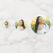 3フォト卒業ブラック金ゴールドモダンスクリプトキャップ コンフェッティ (裏面)