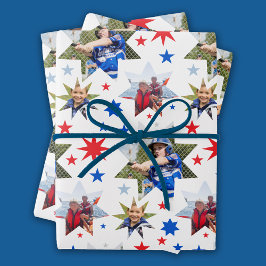 3フォト誕生日星型 ラッピングペーパーシート