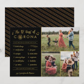 3フォト12おもしろい日コロナモダン金ゴールドブラック シーズンカード (正面/裏面)
